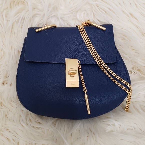 small navy leather bag